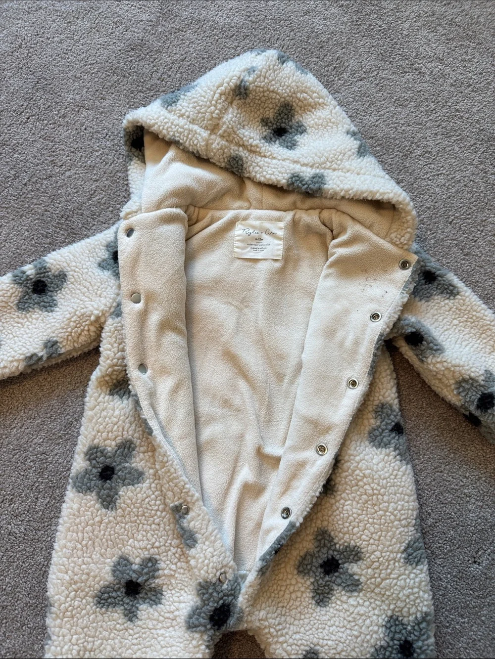 Rylee + Cru Cream Sherpa Floral Hooded One-Piece